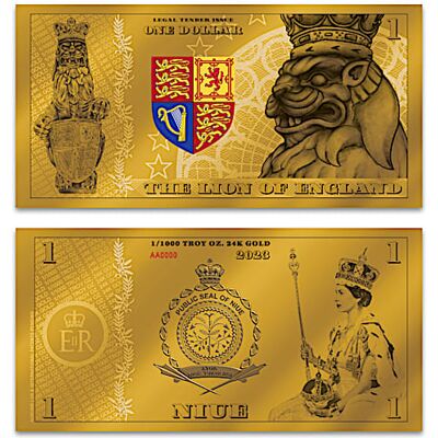 The Bradford Exchange Queen's Beasts 24K-Gold Legal Tender $1 Bills With Display The Bradford Exchange Queen's Beasts 24K-Gold Legal Tender $1 Bills With Display