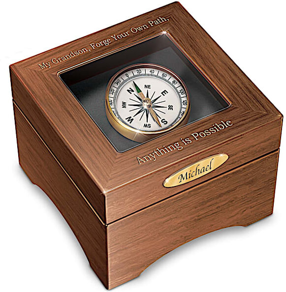 The Bradford Exchange Grandson, Forge Your Path Personalized Musical Keepsake Box with Working Compass