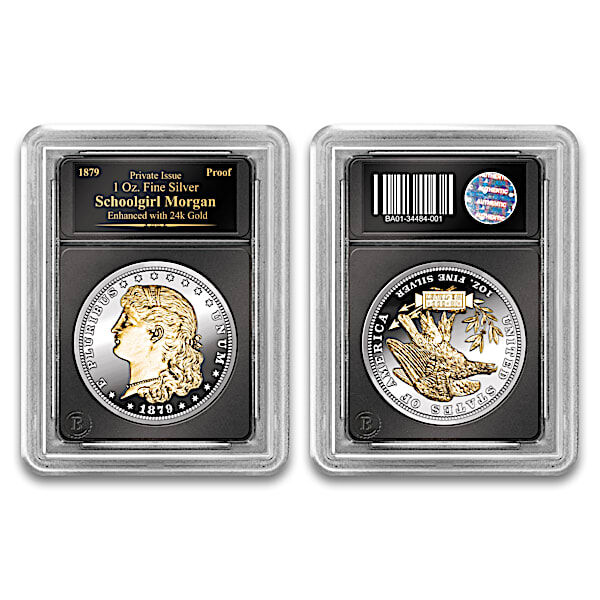 The Bradford Exchange Schoolgirl Silver Morgan Proof Coin With 24K-Gold Plating
