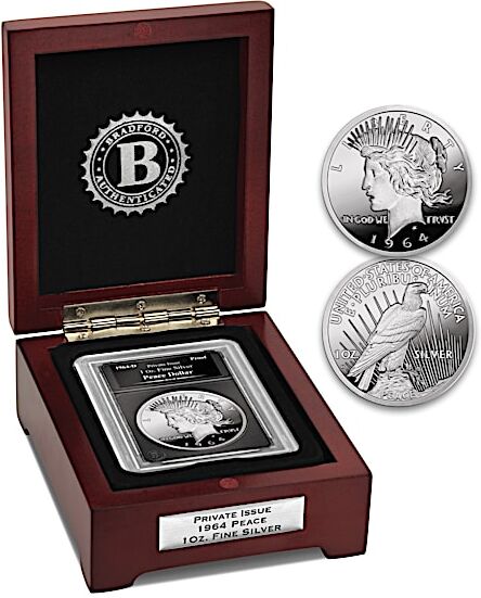 The Bradford Exchange 1964 Peace Dollar 1 Oz. 99.9% Silver Proof Coin