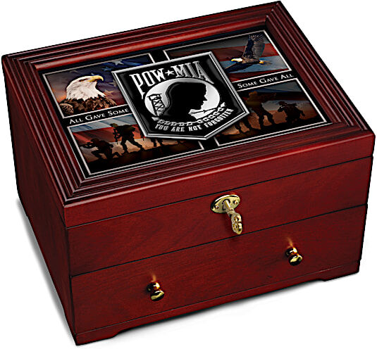 The Bradford Exchange POW/MIA Tribute Wooden Keepsake Box With Lock And Key