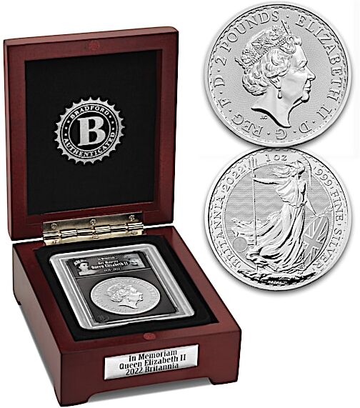 The Bradford Exchange 2022 Queen Elizabeth II 1 Oz. Silver Britannia Coin