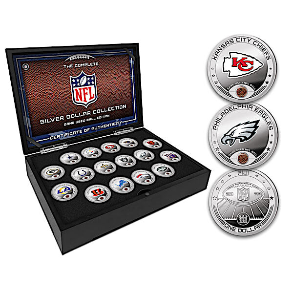 The Bradford Exchange NFL Silver Dollar Coins Game-Used Ball Edition