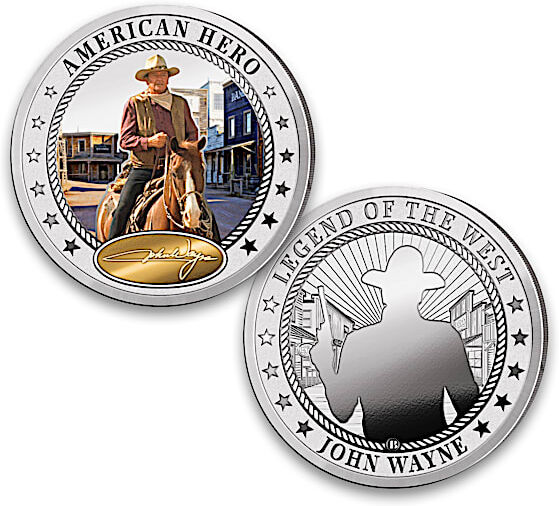 The Bradford Exchange John Wayne Silver-Plated Proof Coins With Display Box