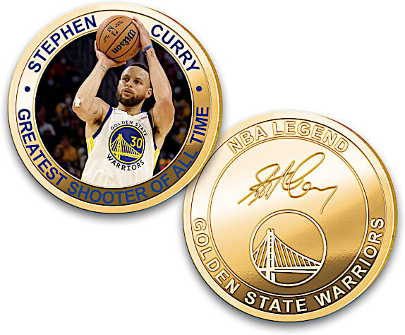 The Bradford Exchange Stephen Curry Golden Bronze Bullion Coins And Display Box