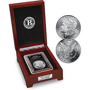 Bradford Authenticated 7 Over 8 Tail Feather Error Morgan Silver Dollar Coin With Display Box