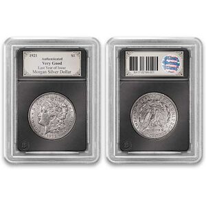 Bradford Authenticated Last Year Of Issue 1921 Morgan Silver Dollar & Display Stand