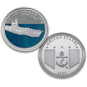 Bradford Authenticated WWII U.S. Navy Aircraft Carrier Silver-Plated Proof Coins