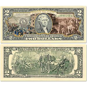 Bradford Authenticated All-New U.S. History Vivid Full-Color $2 Bills Currency Collection