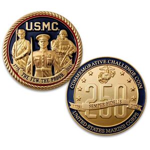 The Bradford Exchange USMC 250th Anniversary Tribute Challenge Coin Collection