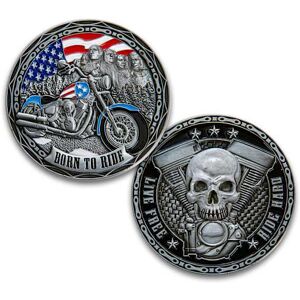 The Bradford Exchange Patriotic Biker Challenge Coin Collection With Display
