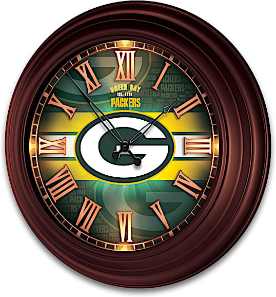 The Bradford Exchange Green Bay Packers Illuminated Atomic Wall Clock