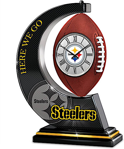 The Bradford Exchange Pittsburgh Steelers Table Clock With Rotating Football