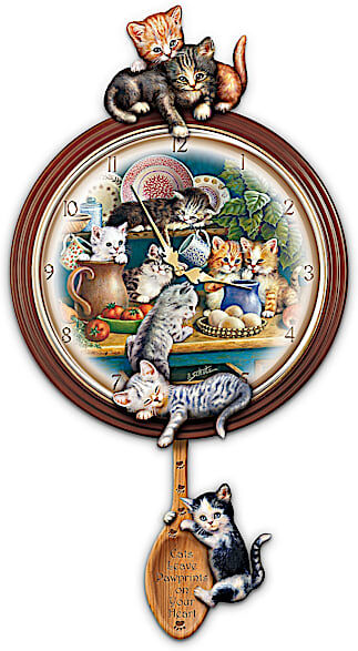 The Bradford Exchange Kitchen Capers Cat Art Decorative Wall Clock Gift Idea