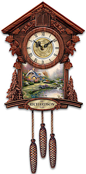 The Bradford Exchange Thomas Kinkade Personalized Cuckoo Clock with Interchangeable Art Plaques