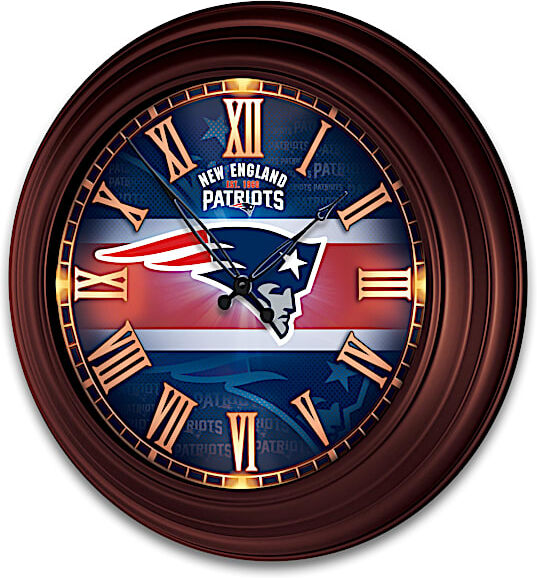 The Bradford Exchange New England Patriots Outdoor Illuminated NFL Atomic Wall Clock