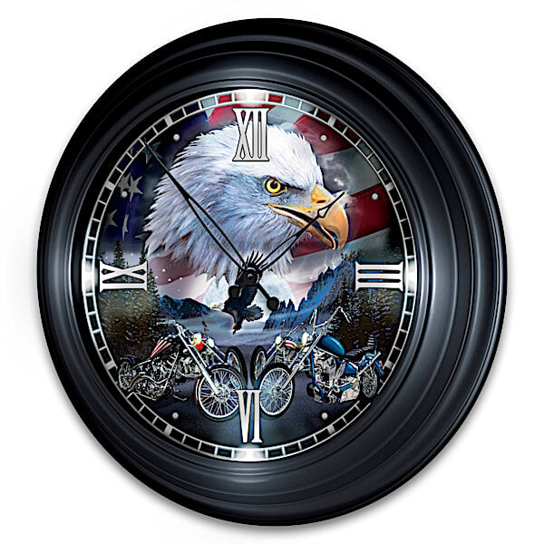 The Bradford Exchange Time To Ride Illuminated Atomic Wall Clock With Biker Art