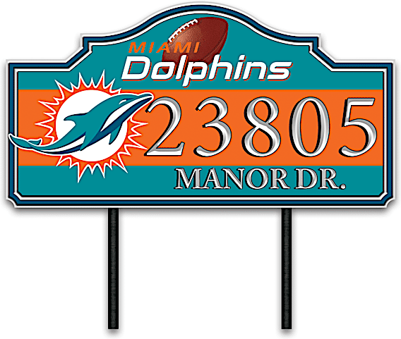 The Bradford Exchange Miami Dolphins Personalized Outdoor Address Sign