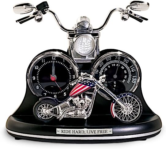 The Bradford Exchange Patriotic Motorcycle Tabletop Thermometer Clock