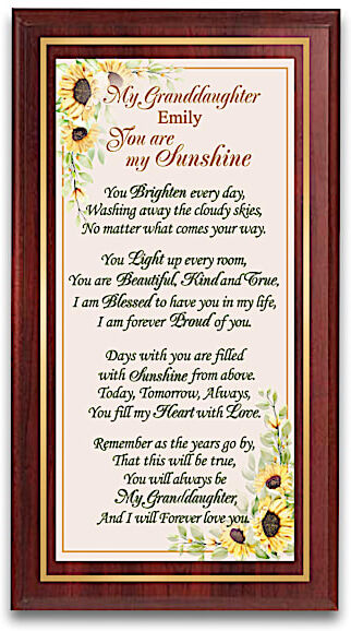 The Bradford Exchange Granddaughter, You Are My Sunshine Personalized Wall Decor