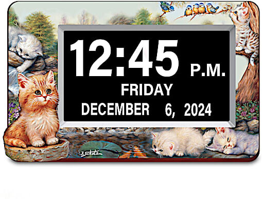 The Bradford Exchange Jrgen Scholz Kitten Art Easy-Read Digital Clock