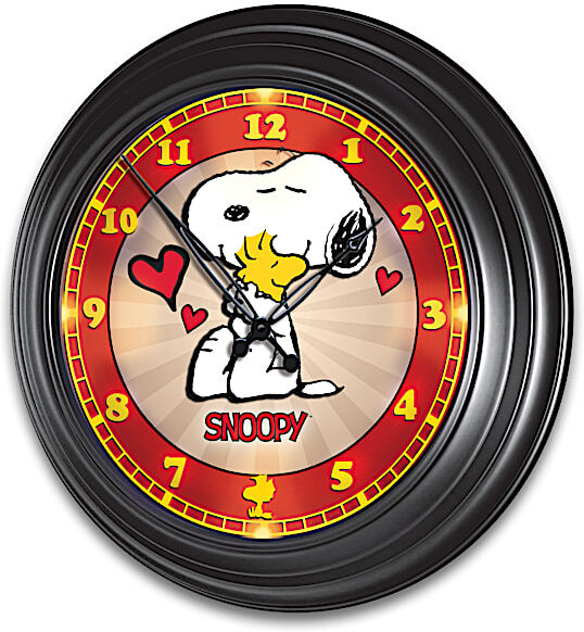 The Bradford Exchange PEANUTS Snoopy And Woodstock Illuminated Atomic Wall Clock