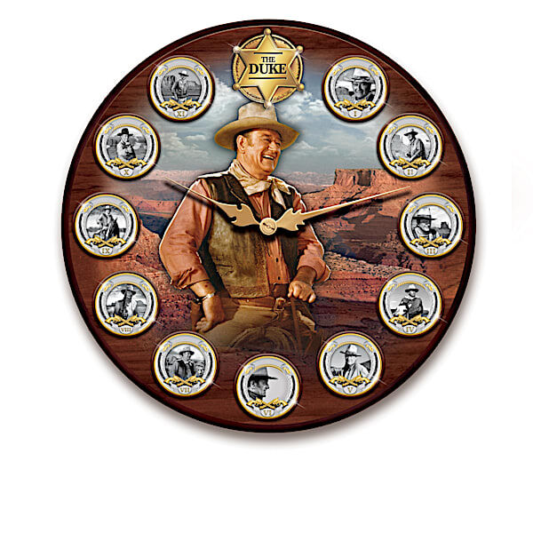 The Bradford Exchange John Wayne Wall Clock With Reversible Sculpted Medallions