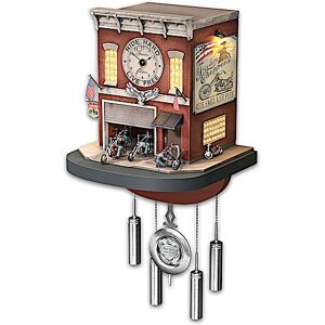 The Bradford Exchange Cuckoo Clock: Freedom Choppers Motorcycle Garage Cuckoo Clock