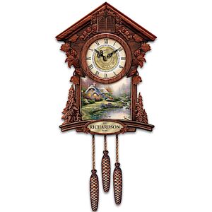 The Bradford Exchange Thomas Kinkade Personalized Cuckoo Clock with Interchangeable Art Plaques