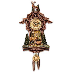 The Bradford Exchange Whitetail Deer Gathering Cuckoo Clock