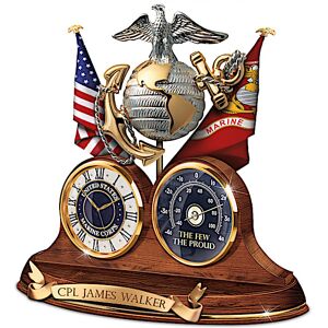 The Bradford Exchange USMC Semper Fi Personalized Thermometer Desk Clock