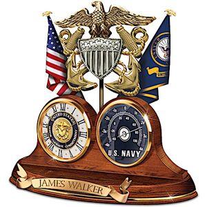 The Bradford Exchange Navy Values Personalized Wooden Thermometer Desk Clock