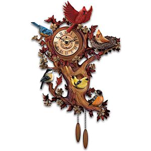 The Bradford Exchange Treetop Chorus Songbird Sculptural Wall Clock