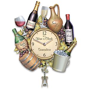 The Bradford Exchange A Wine Lovers Sculptural Wall Clock With Corkscrew Pendulum