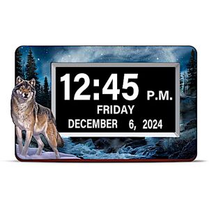 The Bradford Exchange Al Agnew Wolf Art Easy Read Full Disclosure Clock