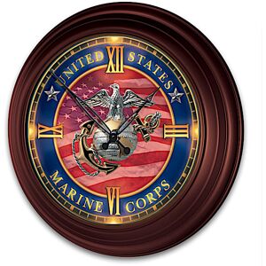 The Bradford Exchange USMC Indoor/Outdoor Illuminated Atomic Wall Clock