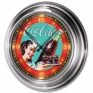The Bradford Exchange COCA-COLA Atomic Clock Featuring Lights And Vintage Art