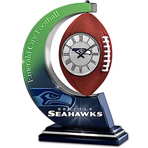 The Bradford Exchange Seattle Seahawks Table Clock With Rotating Football
