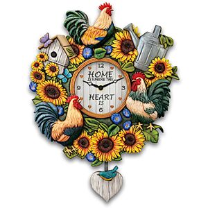 The Bradford Exchange Country Heart Sculptural Rustic Wall Clock