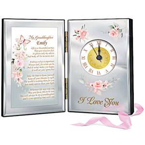 The Bradford Exchange Personalized Floral Mirrored Clock For Your Granddaughter