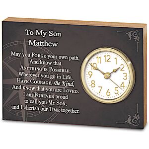 The Bradford Exchange My Son, My Blessing Personalized Wood Desk Clock