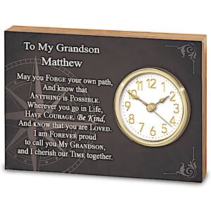 The Bradford Exchange My Grandson, My Blessing Personalized Wood Desk Clock