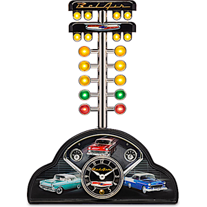The Hamilton Collection Chevy Bel Air Drag Race Clock With Lights And Engine Sounds