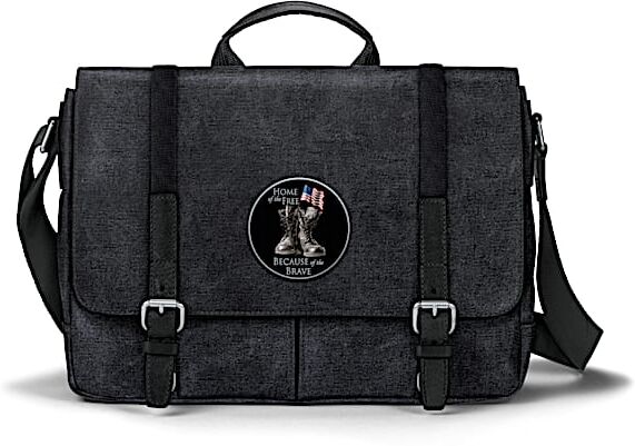 The Bradford Exchange Home Of The Free Canvas Messenger Bag With Applique Patch