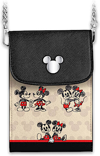 The Bradford Exchange Mickey Mouse And Minnie Mouse Crossbody Cell Phone Bag