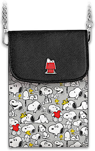 The Bradford Exchange PEANUTS Snoopy & Woodstock Crossbody Cell Phone Bag