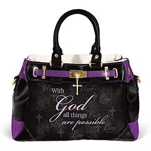 The Bradford Exchange With God, All Things Are Possible Handbag With Cross Charm The Bradford Exchange With God, All Things Are Possible Handbag With Cross Charm