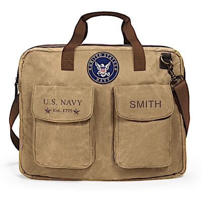 The Bradford Exchange U.S. Navy Personalized Canvas Messenger Tote Bag The Bradford Exchange U.S. Navy Personalized Canvas Messenger Tote Bag