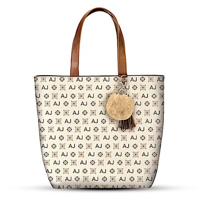 The Bradford Exchange Beige Tote Bag With Your Initials In Designer Style Pattern The Bradford Exchange Beige Tote Bag With Your Initials In Designer Style Pattern