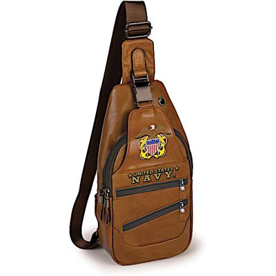 The Bradford Exchange Navy Faux Leather Crossbody Sling Bag With Embroidered Patch The Bradford Exchange Navy Faux Leather Crossbody Sling Bag With Embroidered Patch
